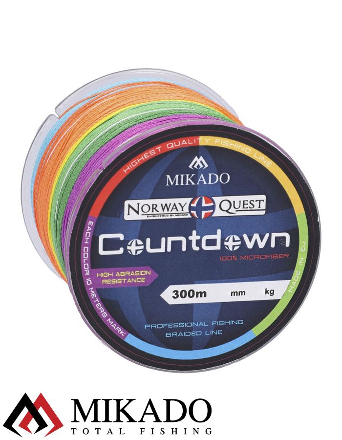 Плетеный шнур Mikado NORWAY QUEST COUNTDOWN 0,18 (300 м)-14,50 кг.
